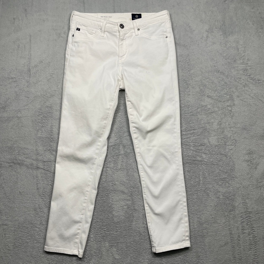 AG Adriano Goldschmied The Prima Crop Jeans Women 25 White Cigarette - Picture 1 of 15